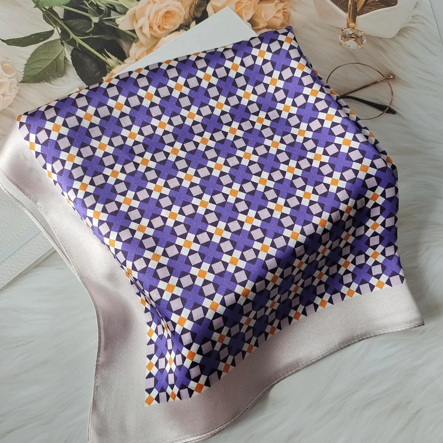 100% Mulberry Square Silk Scarf - Neckerchief Headscarf Gift Packed - 21" x 21"