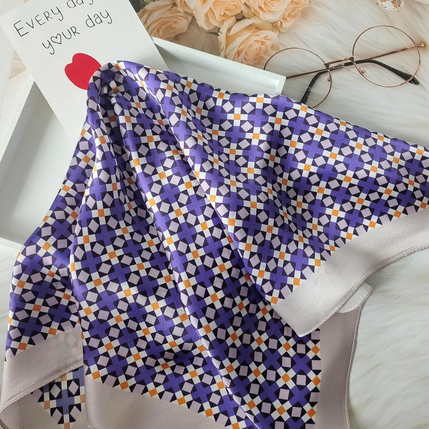 100% Mulberry Square Silk Scarf - Neckerchief Headscarf Gift Packed - 21" x 21"