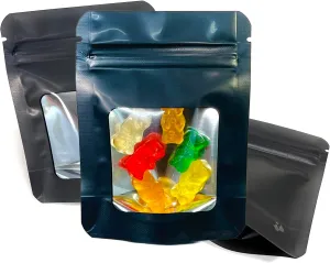 100 Pack Smell Proof Mylar Bags 3.5 x 4.5 x 1 inch Stand Up Resealable Ziplock Foil Pouch. Ultra-Clear Window Not Frosted or Foggy. 4 Mil Thick. Storage, Sample, Travel and Display. ROYPACK