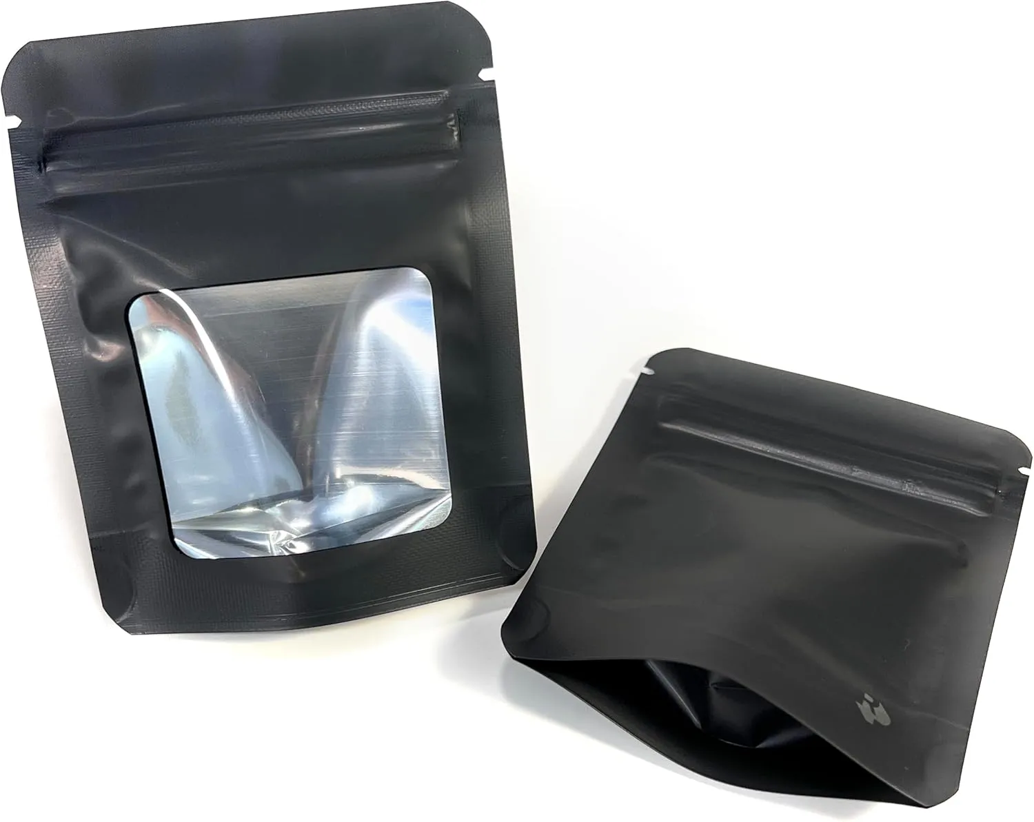 100 Pack Smell Proof Mylar Bags 3.5 x 4.5 x 1 inch Stand Up Resealable Ziplock Foil Pouch. Ultra-Clear Window Not Frosted or Foggy. 4 Mil Thick. Storage, Sample, Travel and Display. ROYPACK