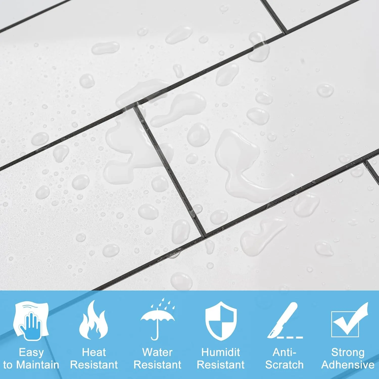 100-Piece Peel and Stick Backsplash, 3" x 6" Peel and Stick Subway Tile PVC Wall Tiles Stick on Backsplash for Kitchen Fireplace Bathroom
