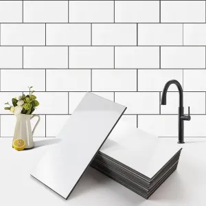 100-Piece Peel and Stick Backsplash, 3" x 6" Peel and Stick Subway Tile PVC Wall Tiles Stick on Backsplash for Kitchen Fireplace Bathroom