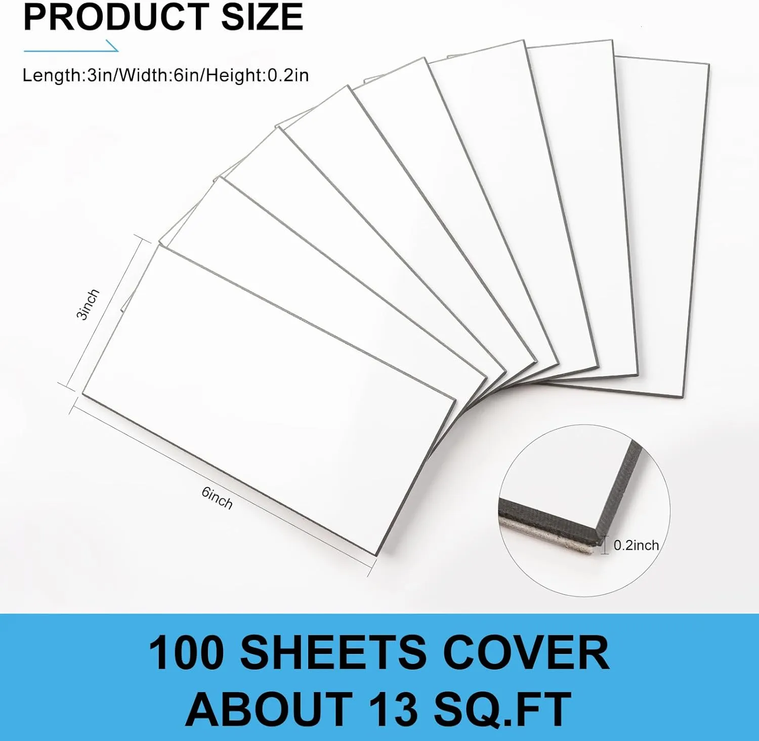 100-Piece Peel and Stick Backsplash, 3" x 6" Peel and Stick Subway Tile PVC Wall Tiles Stick on Backsplash for Kitchen Fireplace Bathroom