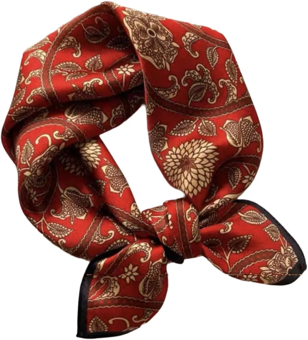 100% Pure Mulberry Silk Scarf 21"x21" Small Square Natural Silk Lightweight Digital Printed Neckerchief Scarves