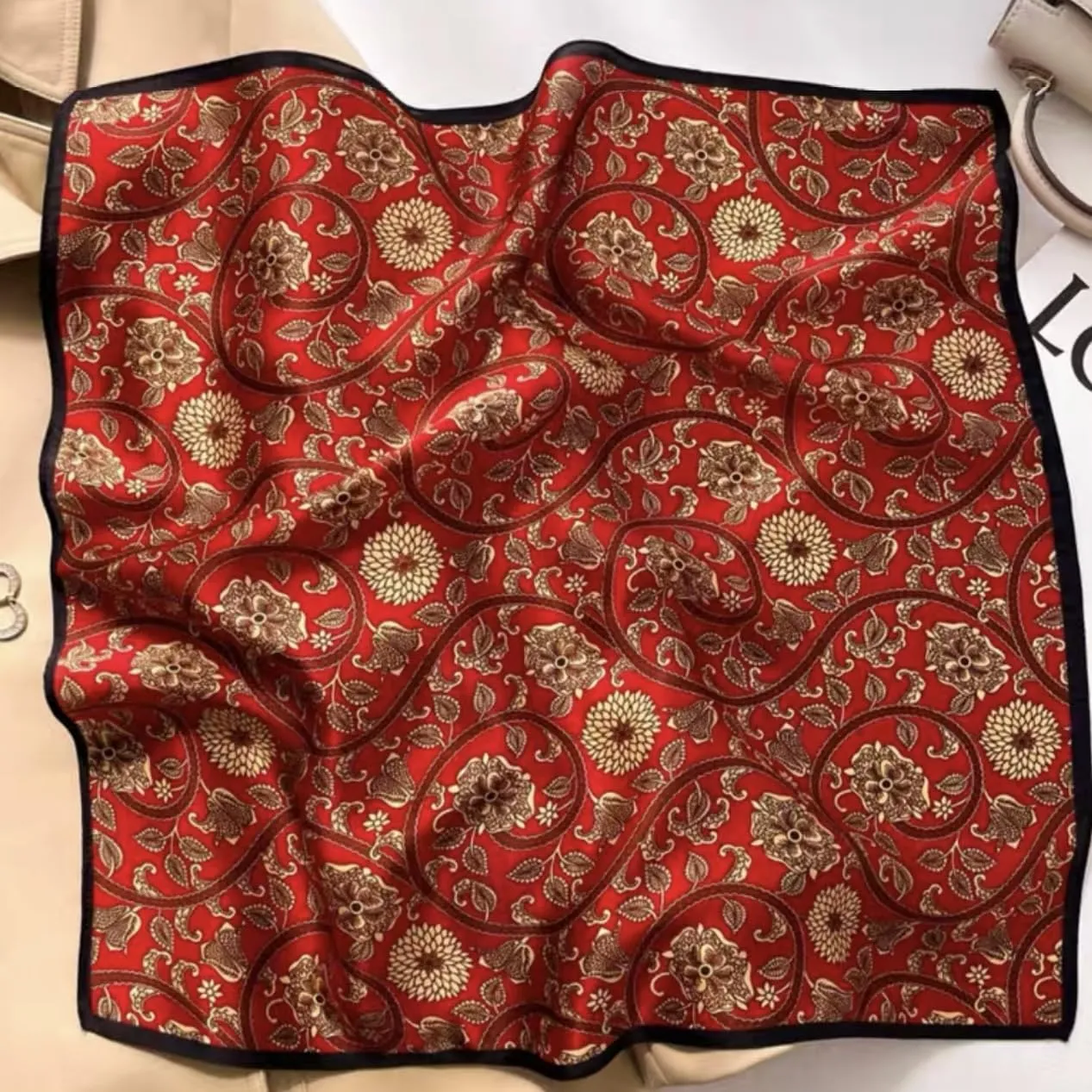 100% Pure Mulberry Silk Scarf 21"x21" Small Square Natural Silk Lightweight Digital Printed Neckerchief Scarves