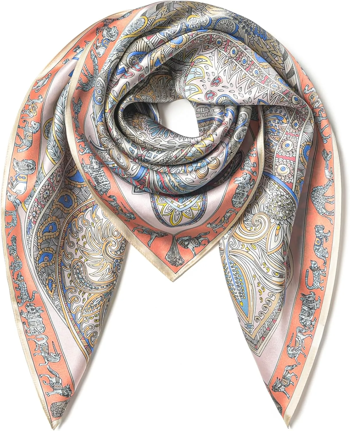 100% Pure Mulberry Silk Scarf 35" Large Square Lightweight Headscarf –Women’s Hair Wraps The shawl-With Gift Packed
