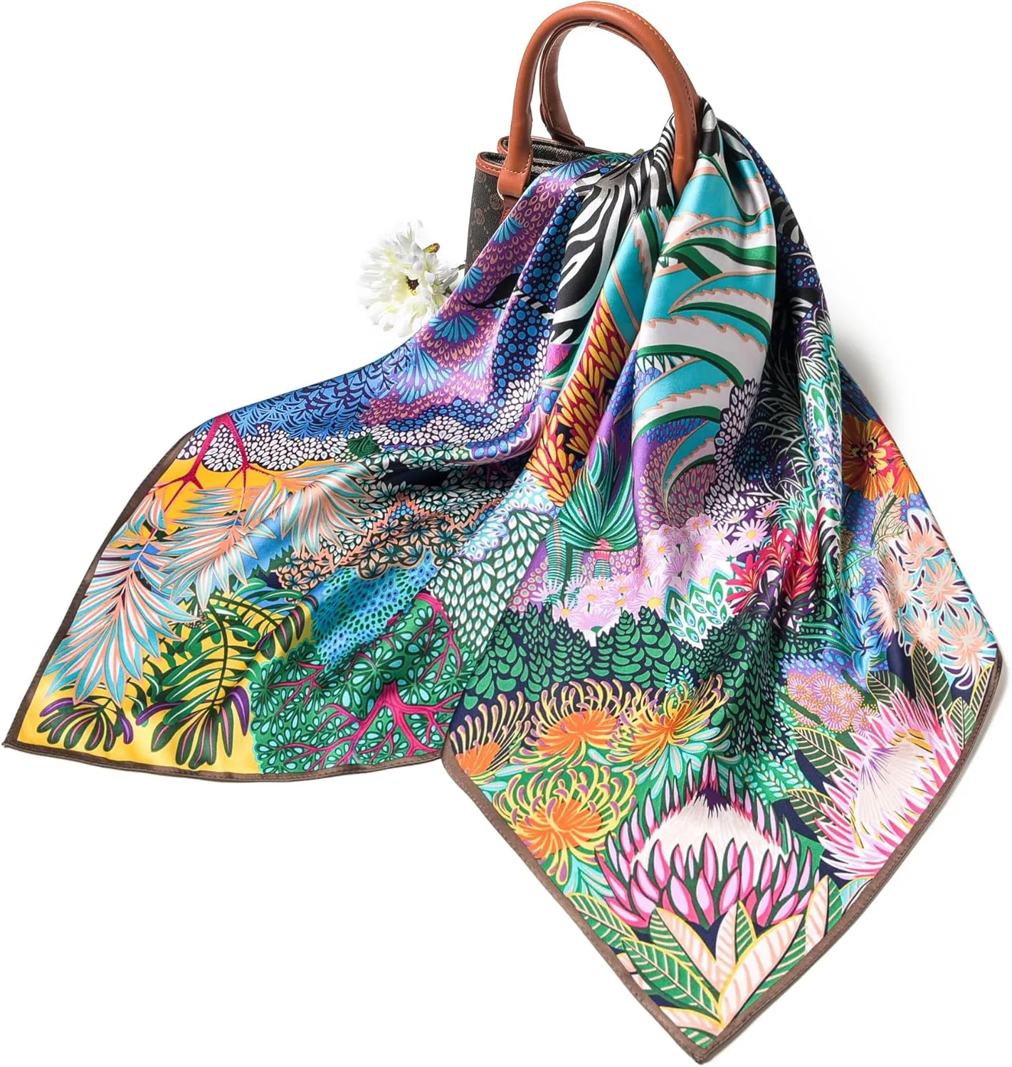100% Pure Mulberry Silk Scarf 35" Large Square Lightweight Headscarf –Women’s Hair Wraps The shawl-With Gift Packed