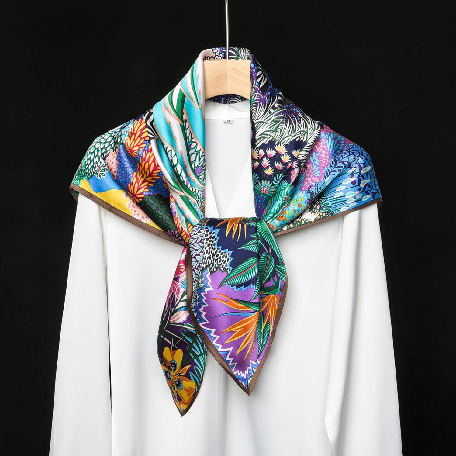 100% Pure Mulberry Silk Scarf 35" Large Square Lightweight Headscarf –Women’s Hair Wraps The shawl-With Gift Packed