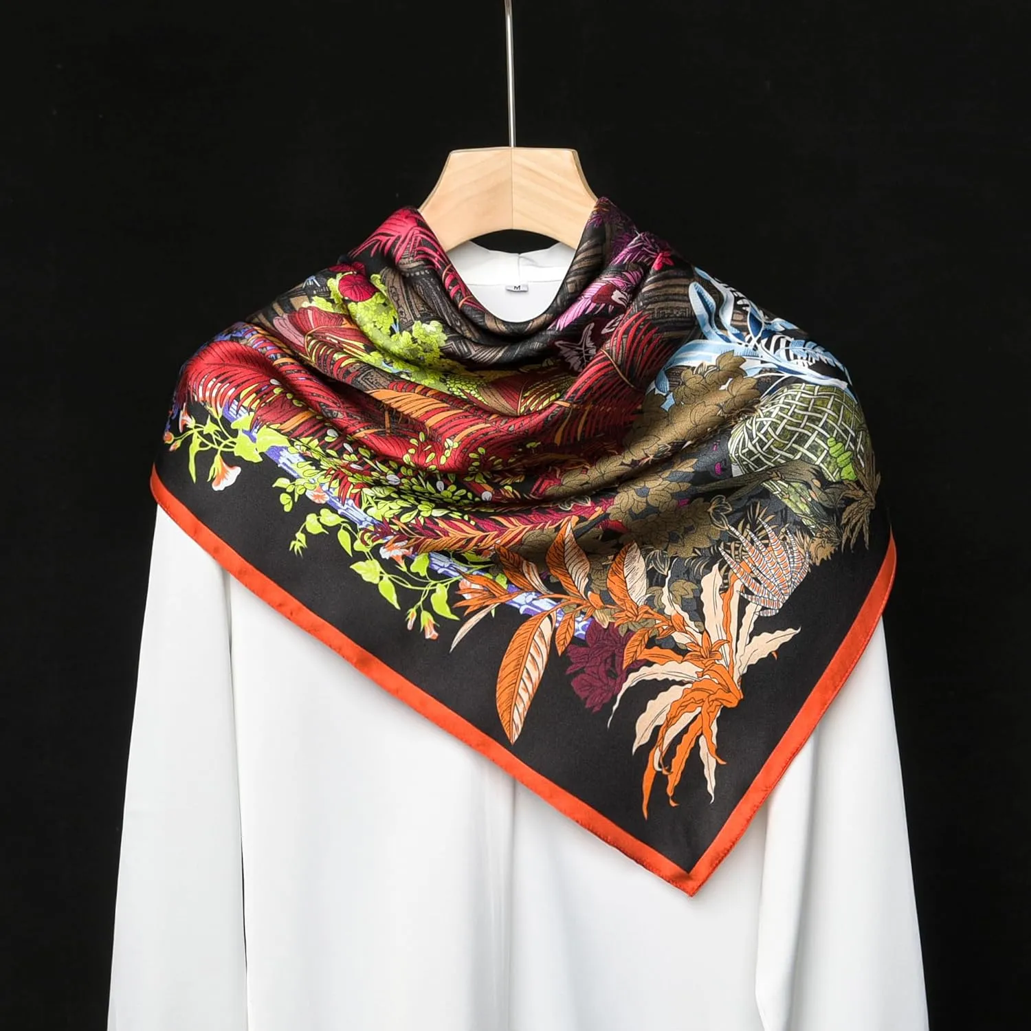 100% Pure Mulberry Silk Scarf 35" Large Square Lightweight Headscarf –Women’s Hair Wraps The shawl-With Gift Packed