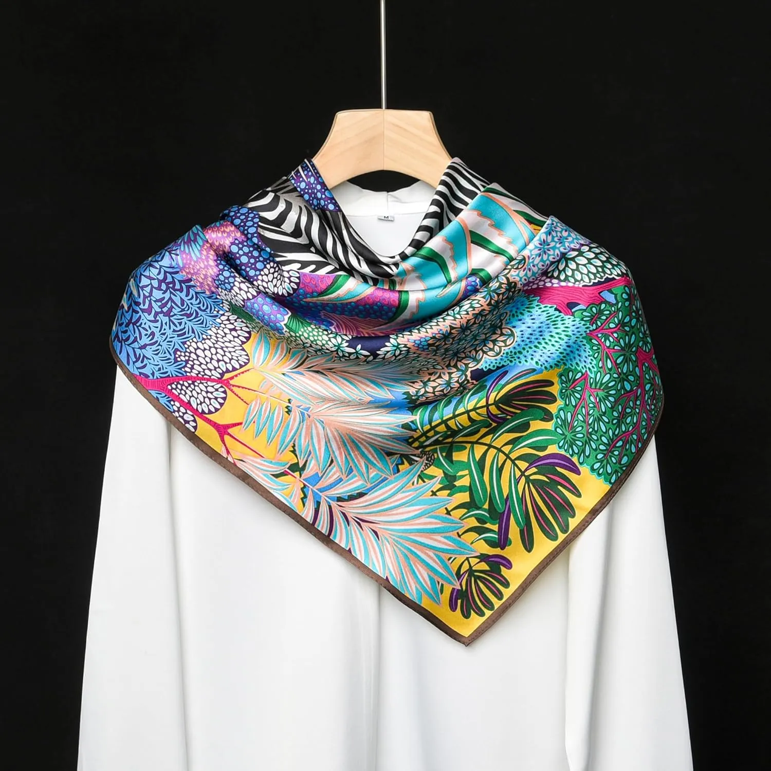 100% Pure Mulberry Silk Scarf 35" Large Square Lightweight Headscarf –Women’s Hair Wraps The shawl-With Gift Packed