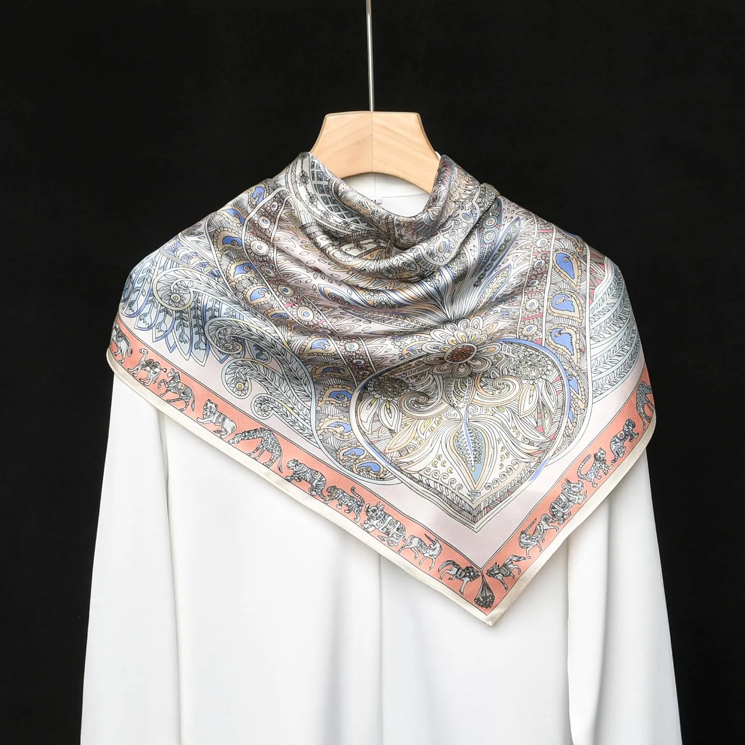 100% Pure Mulberry Silk Scarf 35" Large Square Lightweight Headscarf –Women’s Hair Wraps The shawl-With Gift Packed