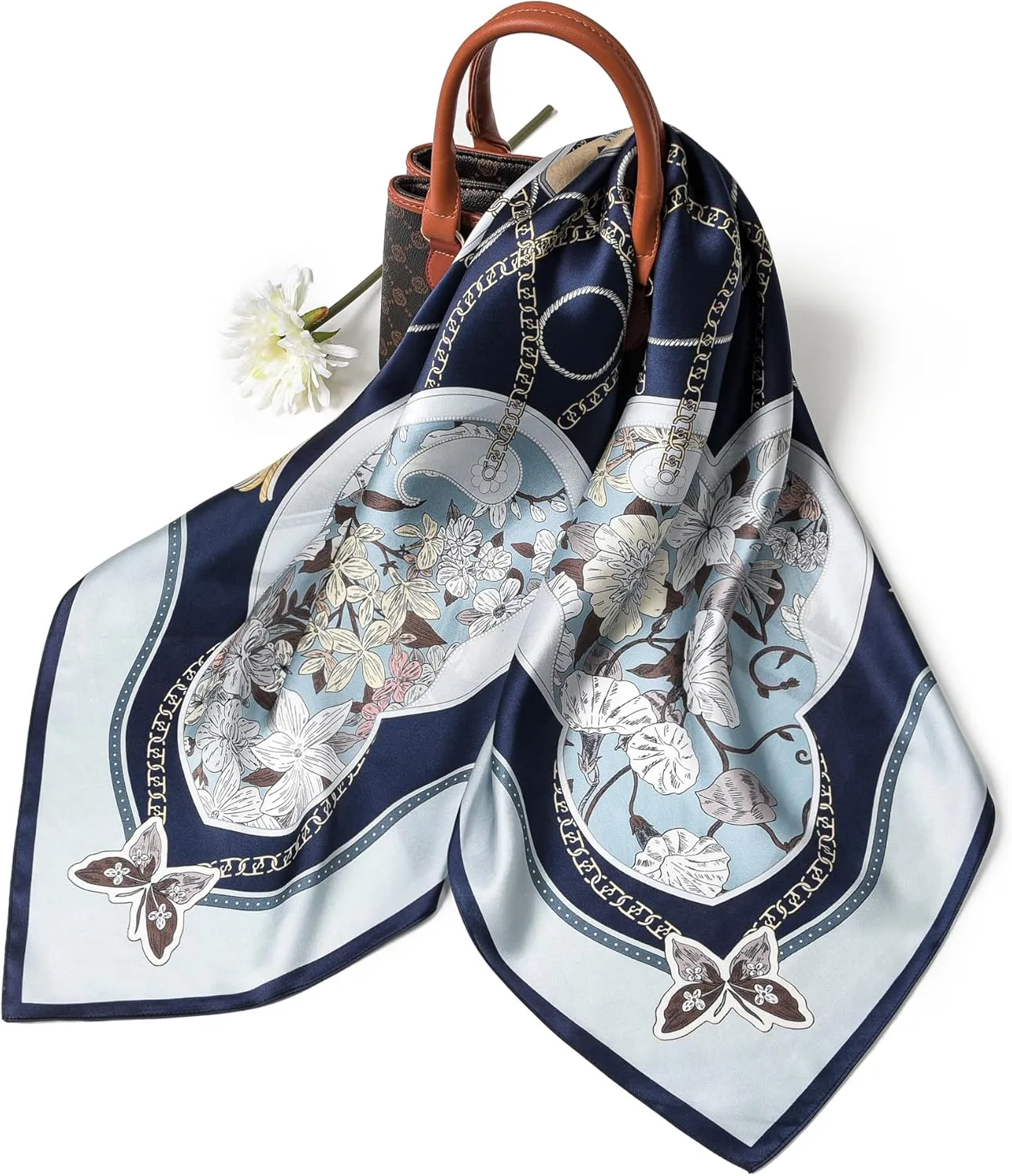 100% Pure Mulberry Silk Scarf 35" Large Square Lightweight Headscarf –Women’s Hair Wraps The shawl-With Gift Packed
