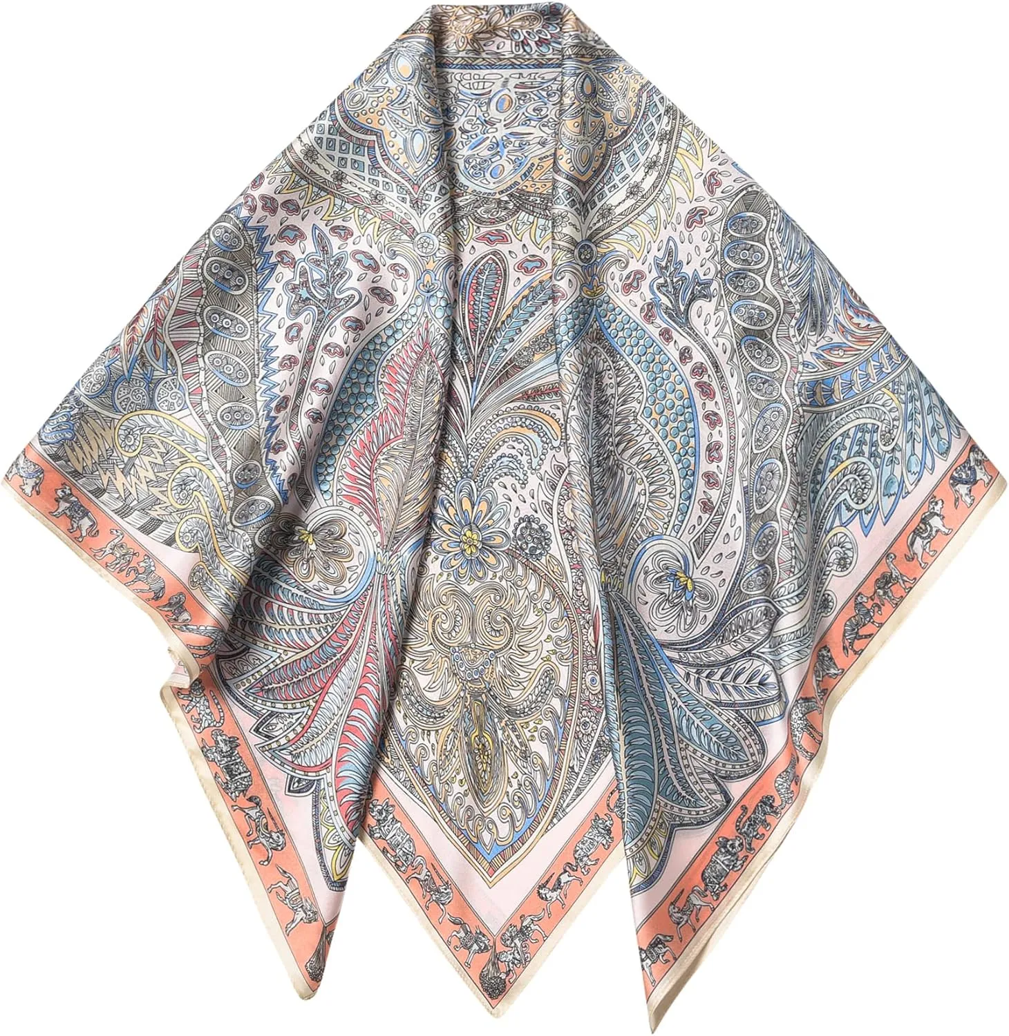 100% Pure Mulberry Silk Scarf 35" Large Square Lightweight Headscarf –Women’s Hair Wraps The shawl-With Gift Packed