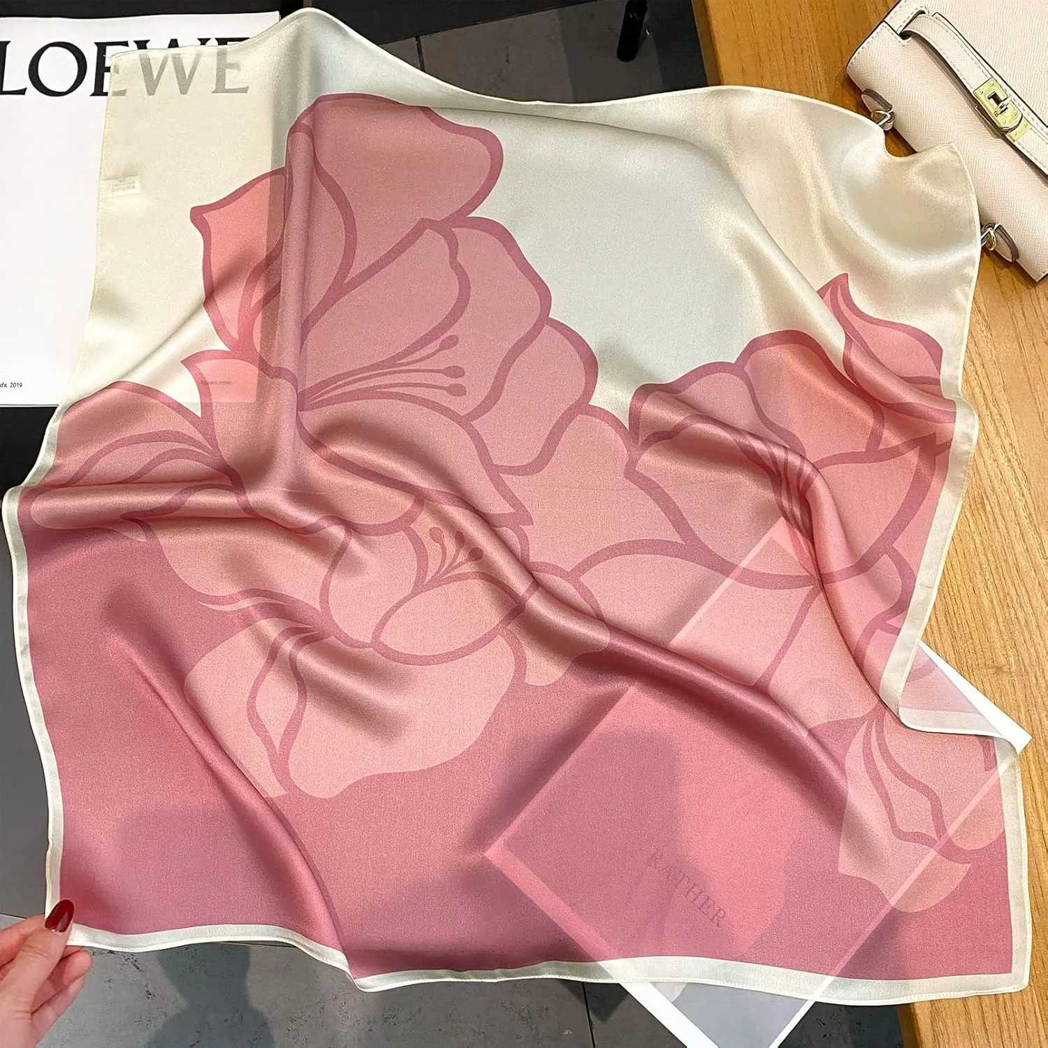 100% Pure Mulberry Silk Square Scarf for Hair-27''x27''- Women Silk Neckerchief Head Wrap Scarf