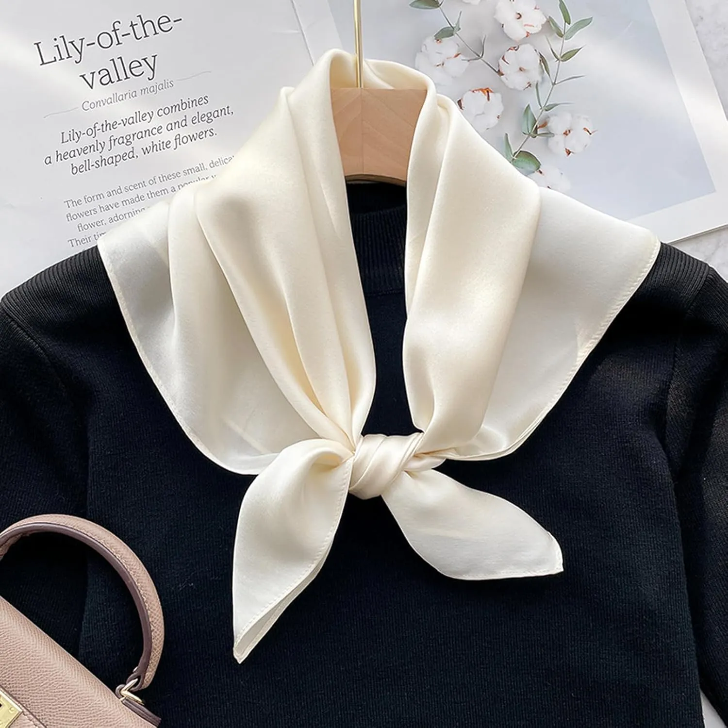 100% Pure Mulberry Silk Square Scarf for Hair-27''x27''- Women Silk Neckerchief Head Wrap Scarf