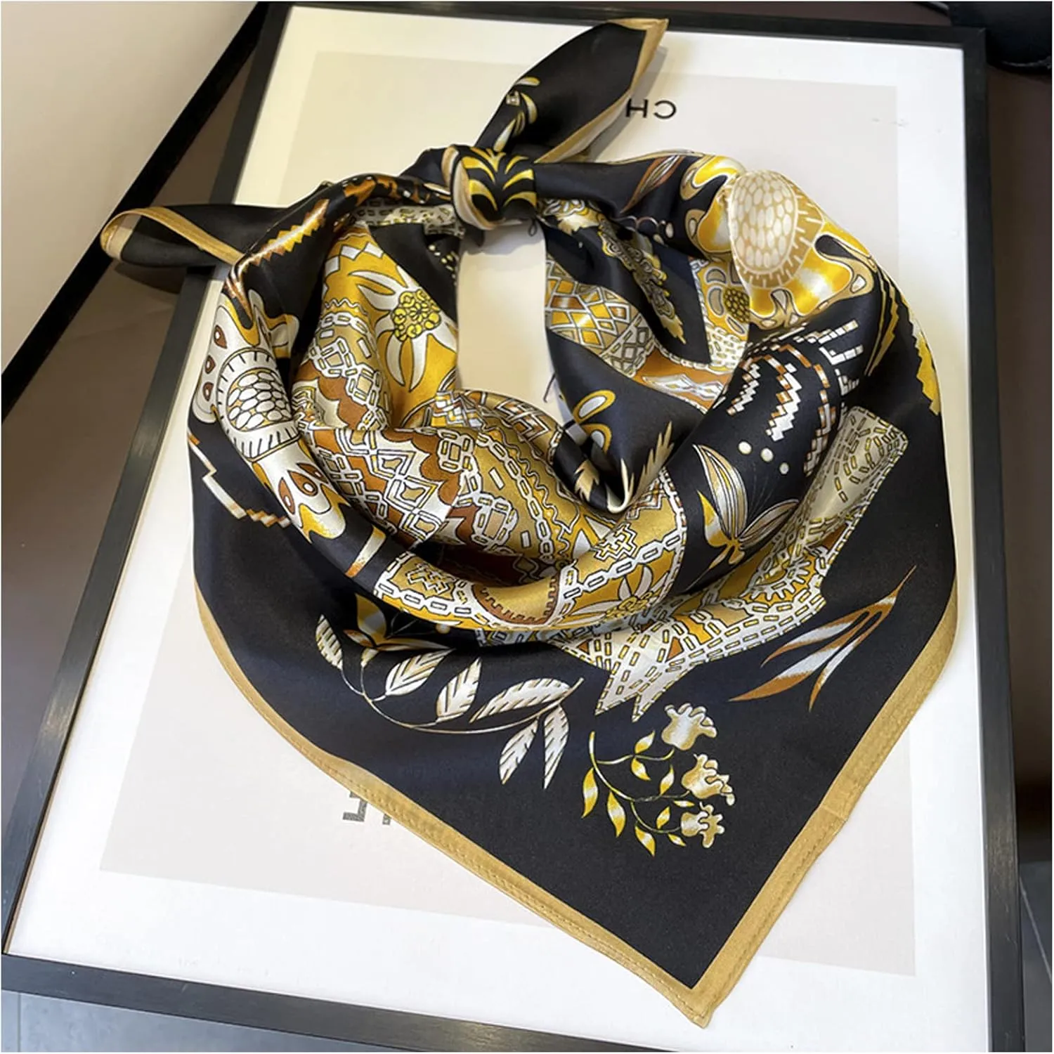 100% Pure Mulberry Silk Square Scarf for Hair-27''x27''- Women Silk Neckerchief Head Wrap Scarf