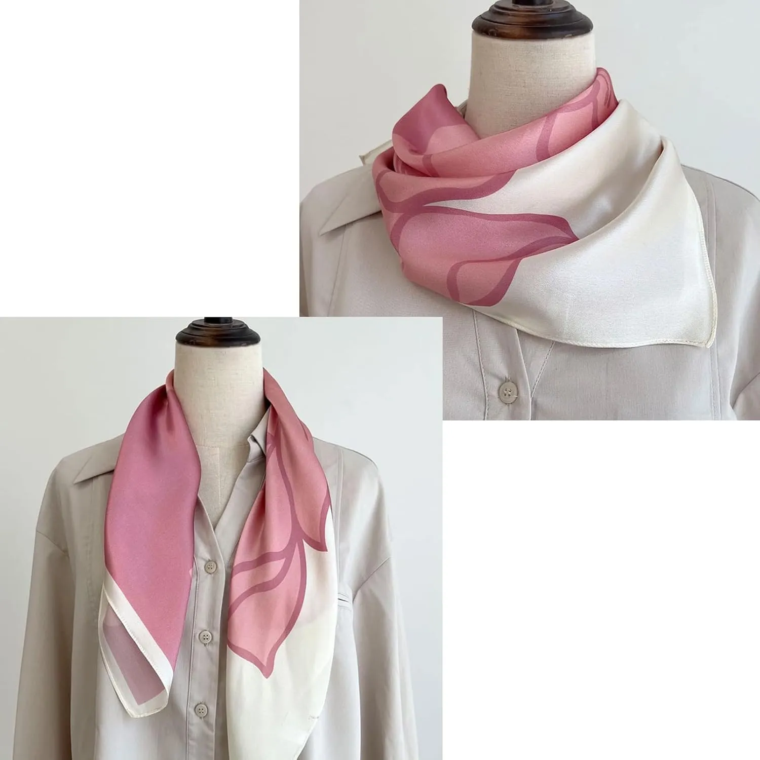 100% Pure Mulberry Silk Square Scarf for Hair-27''x27''- Women Silk Neckerchief Head Wrap Scarf