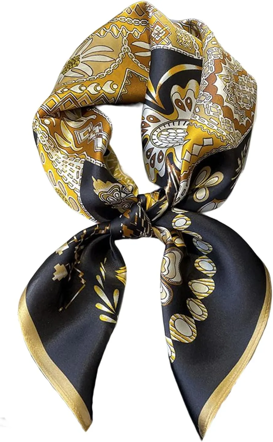 100% Pure Mulberry Silk Square Scarf for Hair-27''x27''- Women Silk Neckerchief Head Wrap Scarf