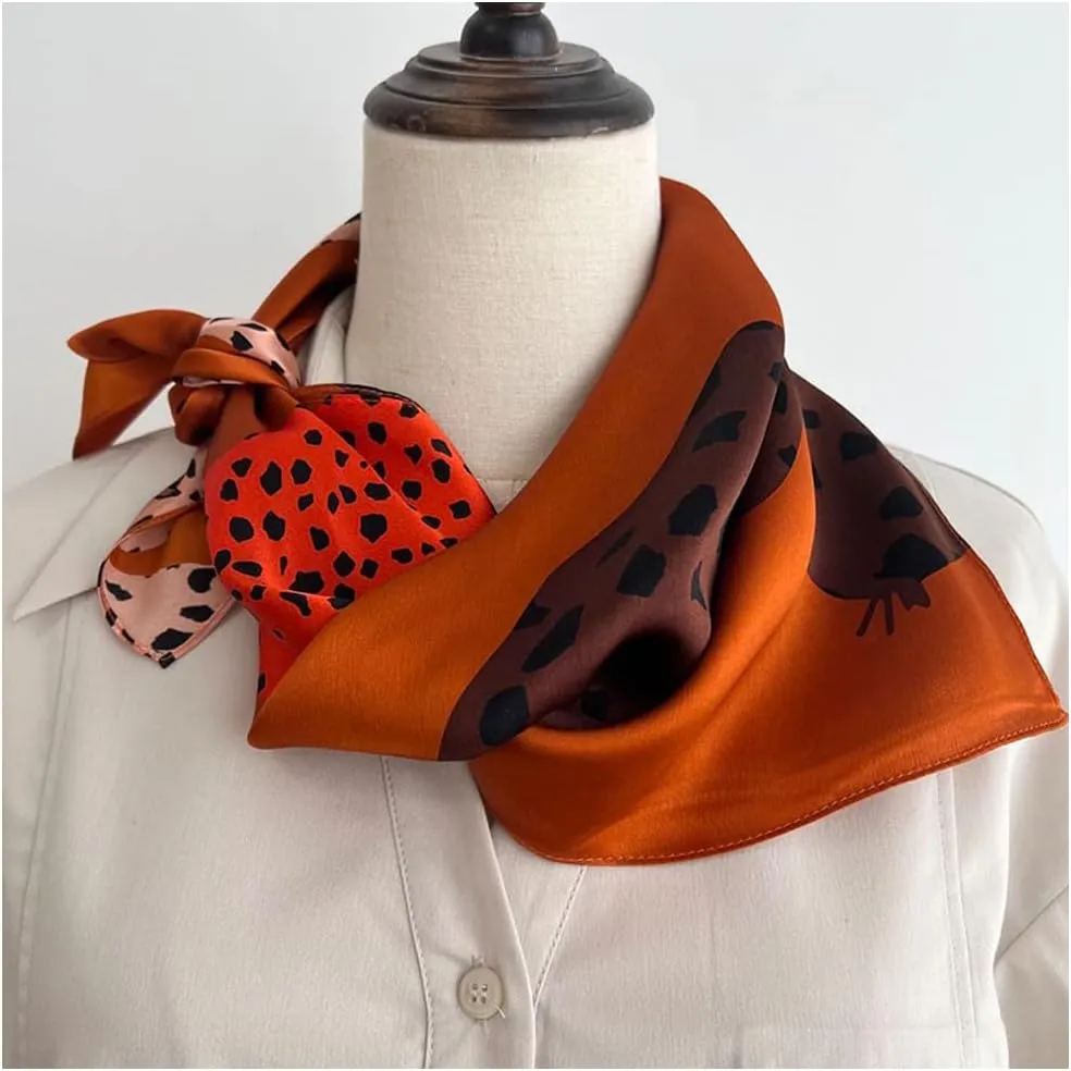 100% Pure Mulberry Silk Square Scarf for Hair-27''x27''- Women Silk Neckerchief Head Wrap Scarf
