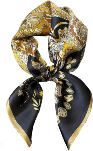 100% Pure Mulberry Silk Square Scarf for Hair-27''x27''- Women Silk Neckerchief Head Wrap Scarf