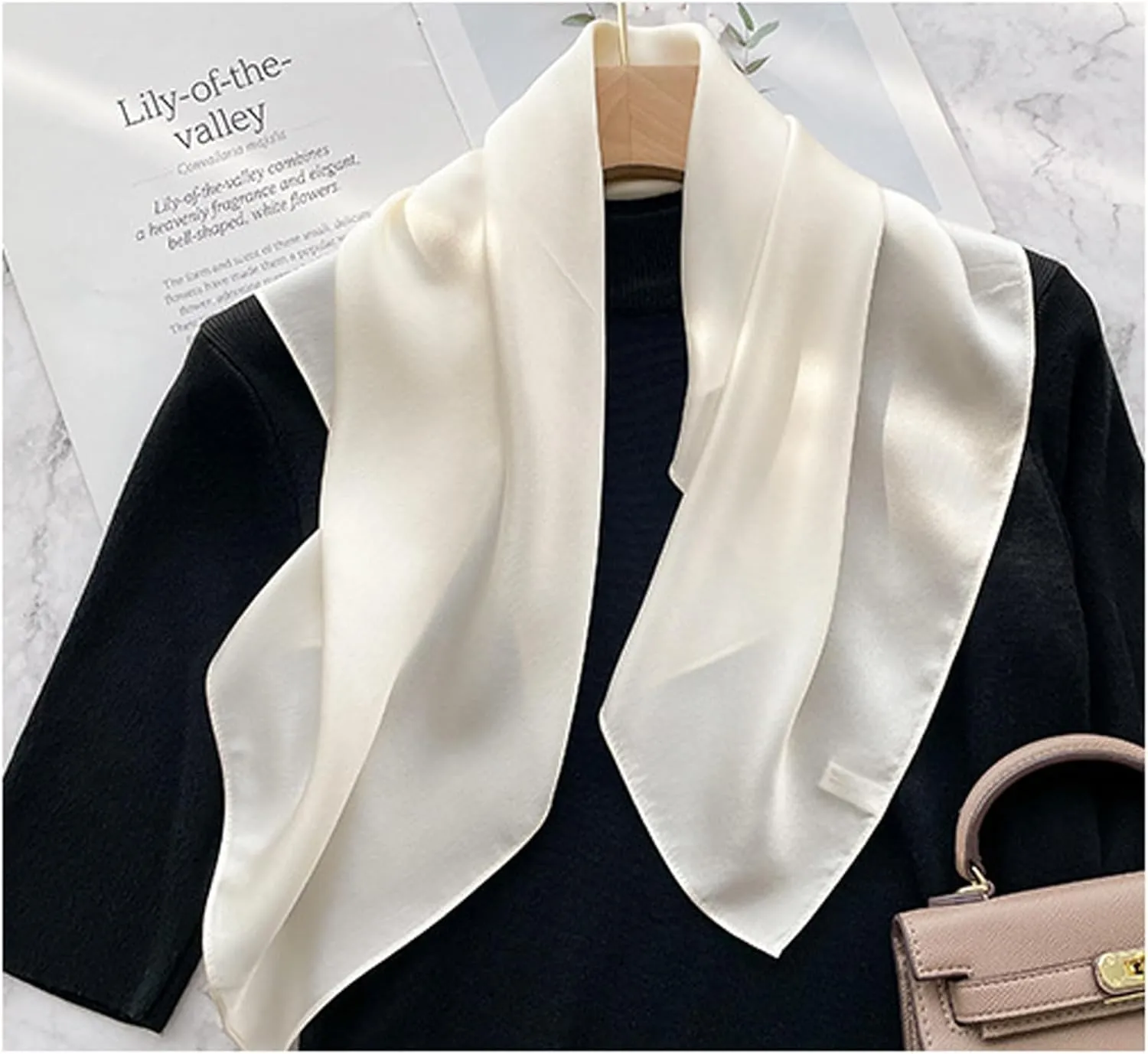 100% Pure Mulberry Silk Square Scarf for Hair-27''x27''- Women Silk Neckerchief Head Wrap Scarf