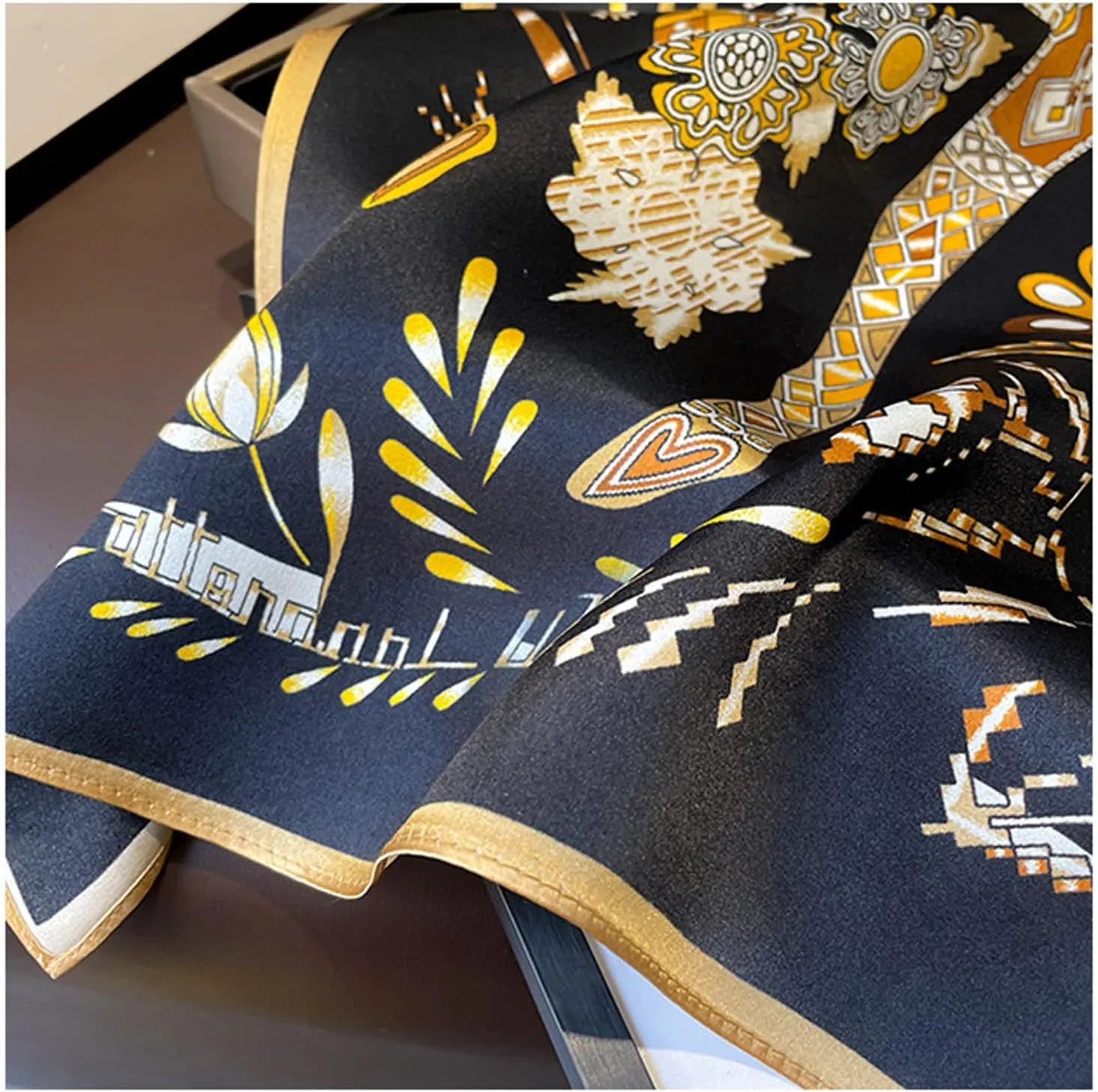 100% Pure Mulberry Silk Square Scarf for Hair-27''x27''- Women Silk Neckerchief Head Wrap Scarf