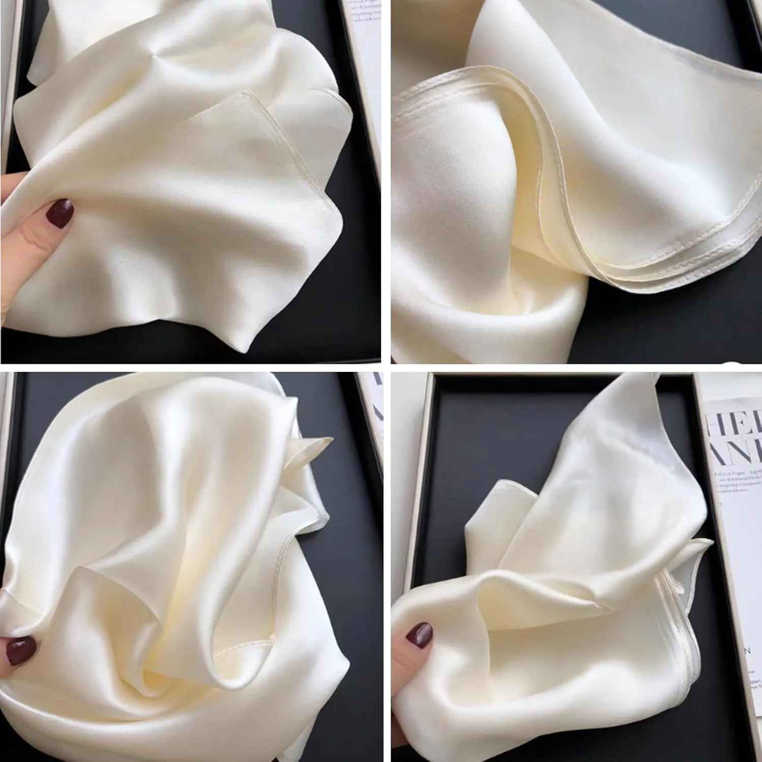 100% Pure Mulberry Silk Square Scarf for Hair-27''x27''- Women Silk Neckerchief Head Wrap Scarf