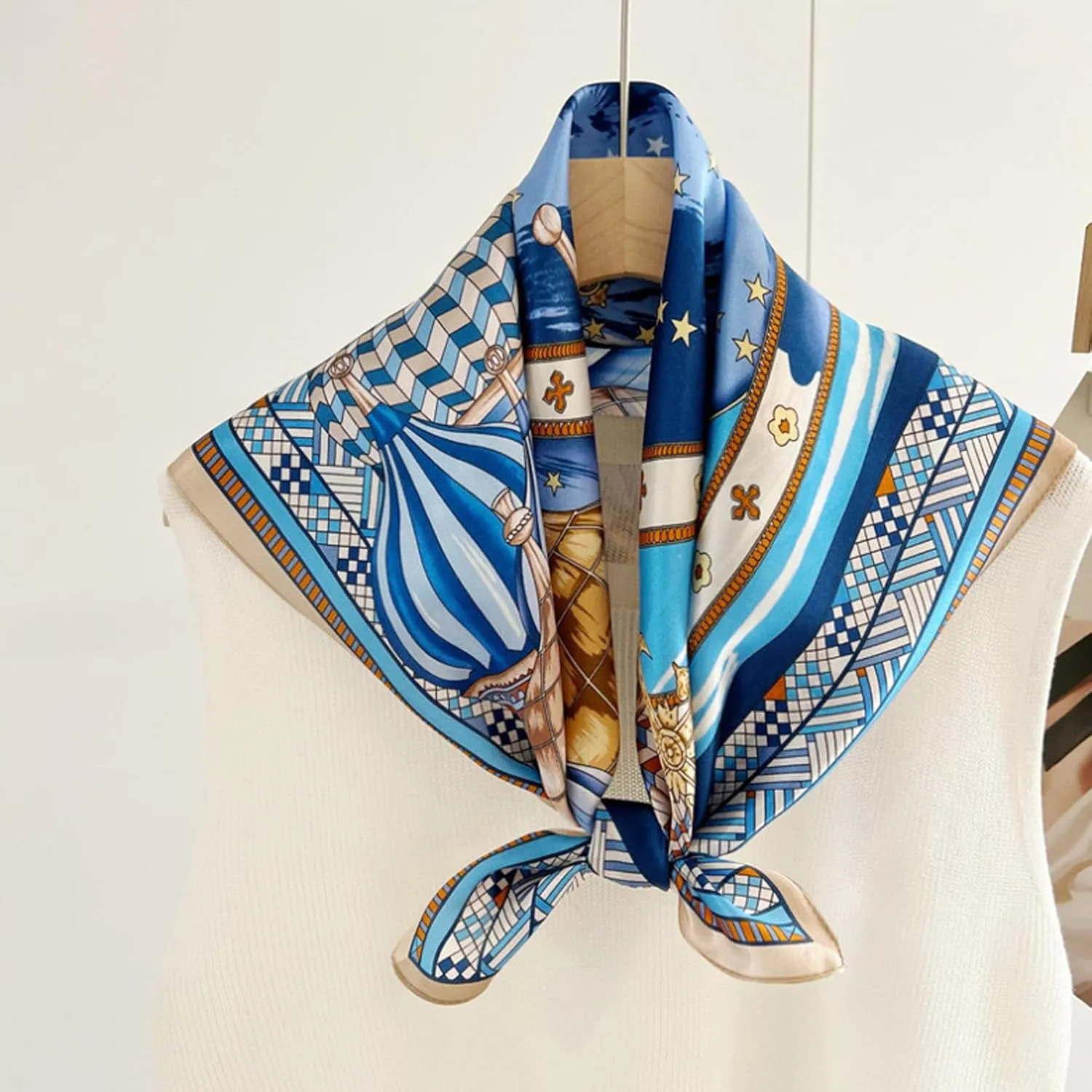 100% Pure Mulberry Silk Square Scarf for Hair-27''x27''- Women Silk Neckerchief Head Wrap Scarf