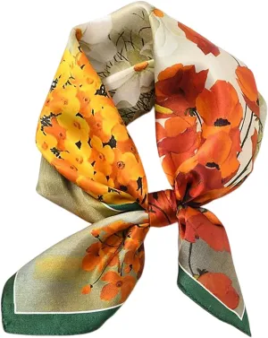 100% Pure Mulberry Silk Square Scarf for Hair-27''x27''- Women Silk Neckerchief Head Wrap Scarf