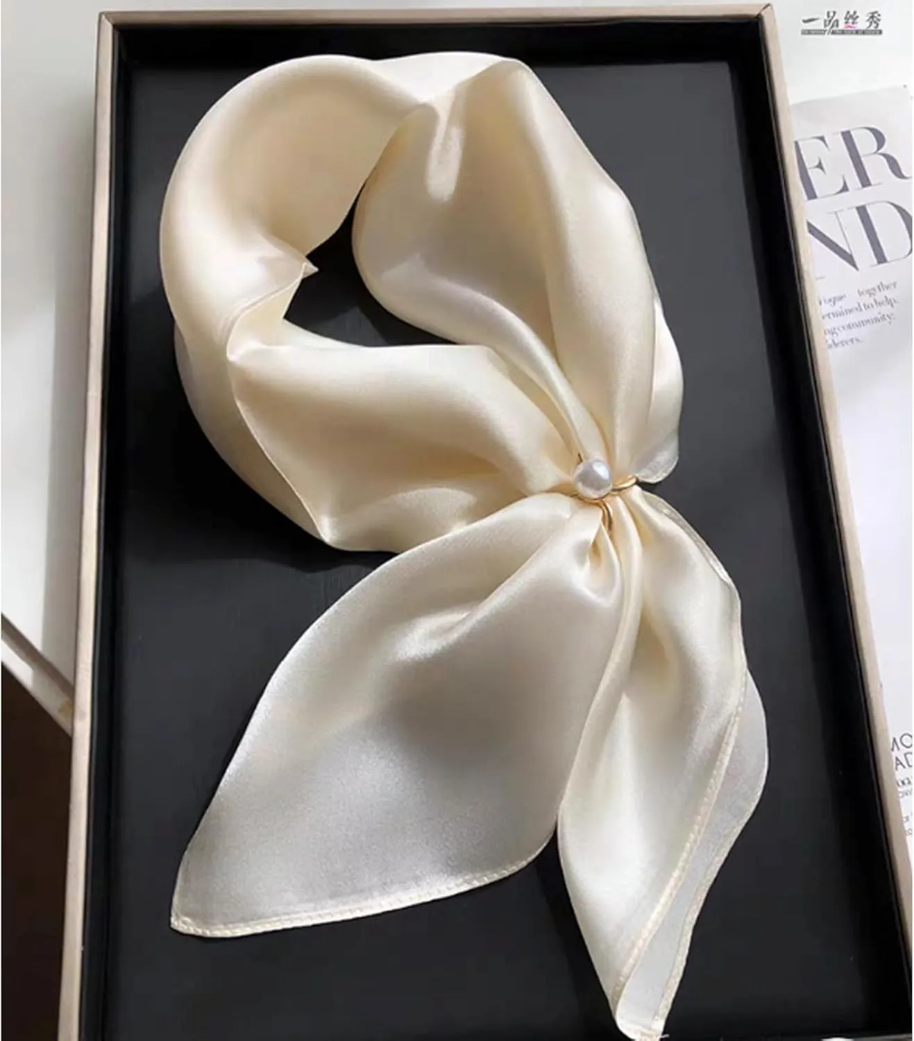 100% Pure Mulberry Silk Square Scarf for Hair-27''x27''- Women Silk Neckerchief Head Wrap Scarf