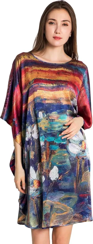 100% Pure Silk nightgowns Batwing Sleeved Classic Sleepwear