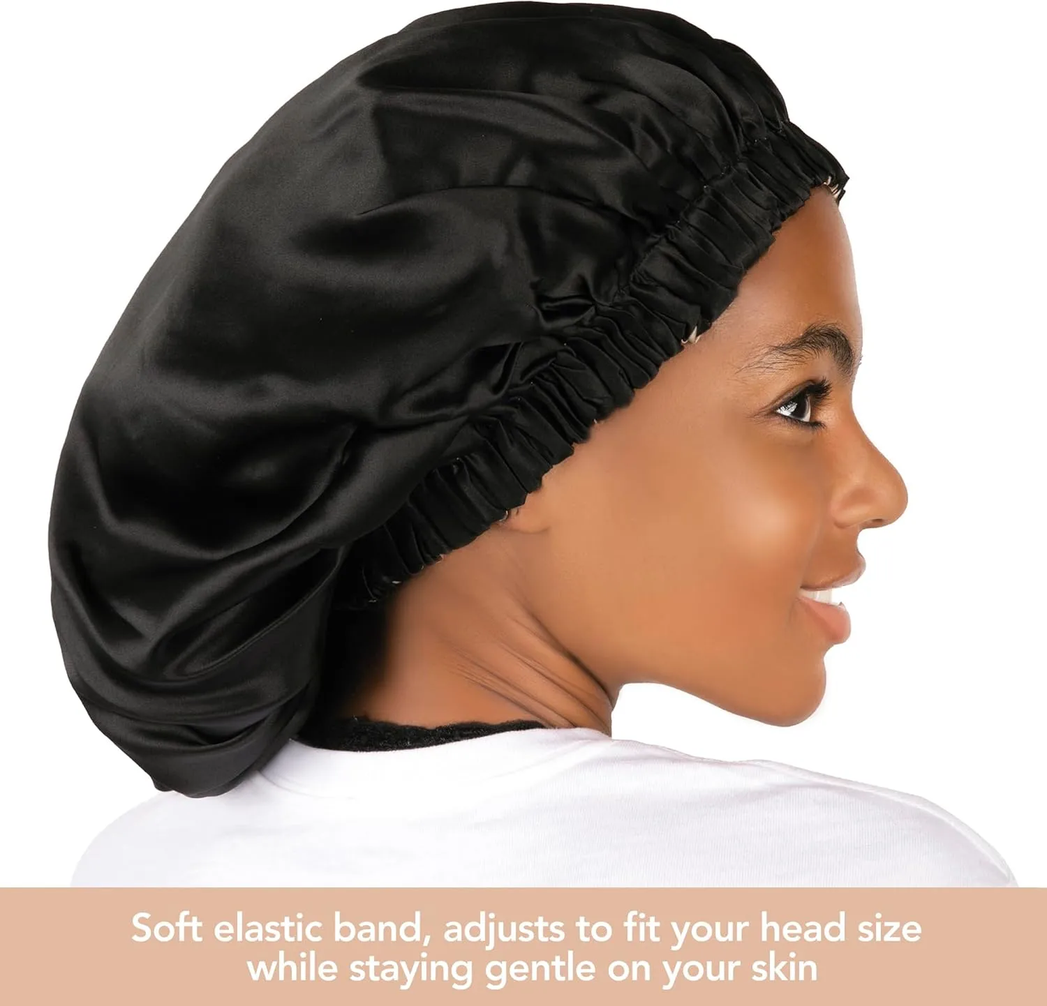 100% Real Silk Bonnet for Sleeping Women - 19 Momme Double Layer Mulberry Silk Bonnet for Maintaining Curly Hair Overnight