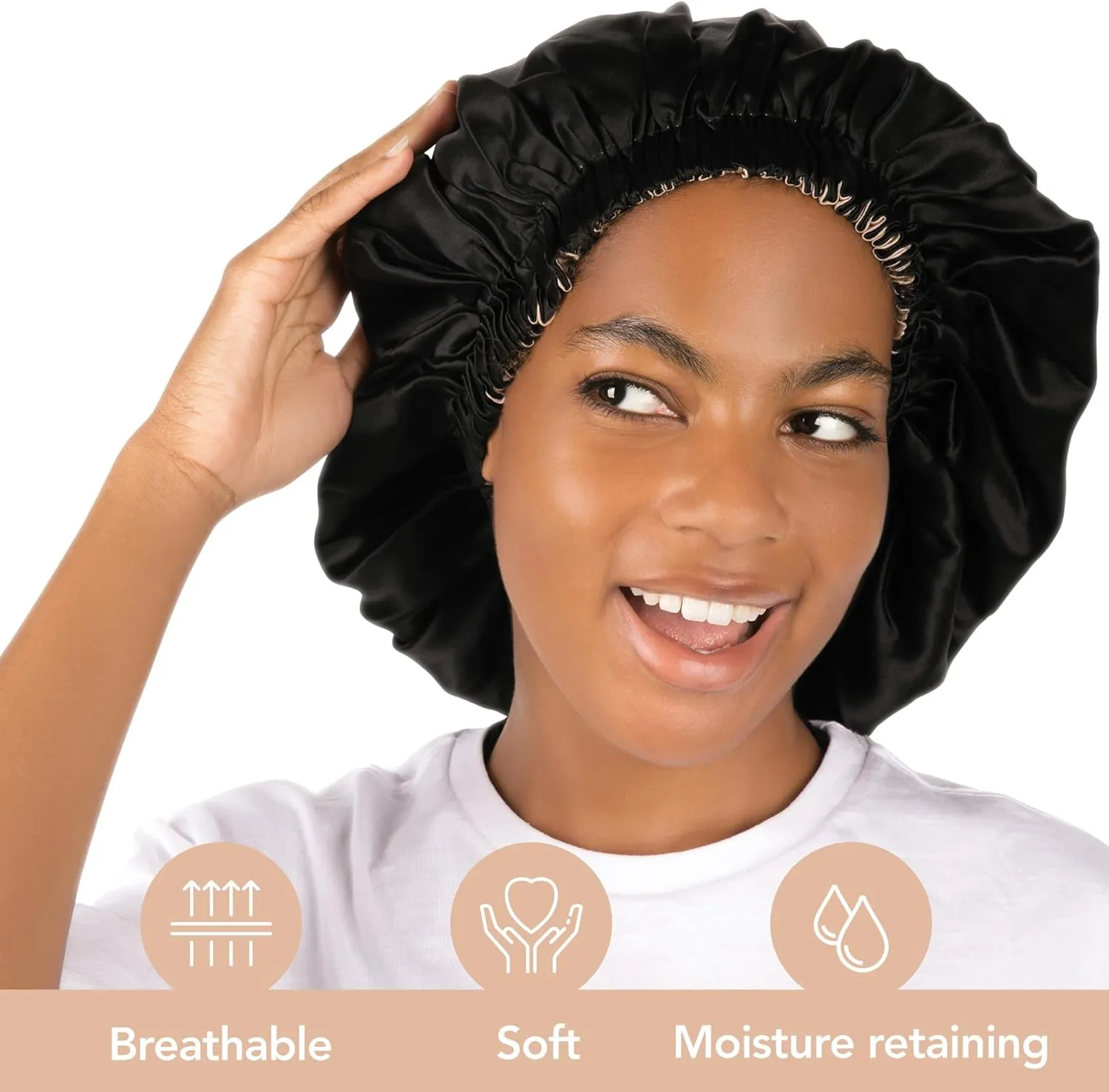 100% Real Silk Bonnet for Sleeping Women - 19 Momme Double Layer Mulberry Silk Bonnet for Maintaining Curly Hair Overnight