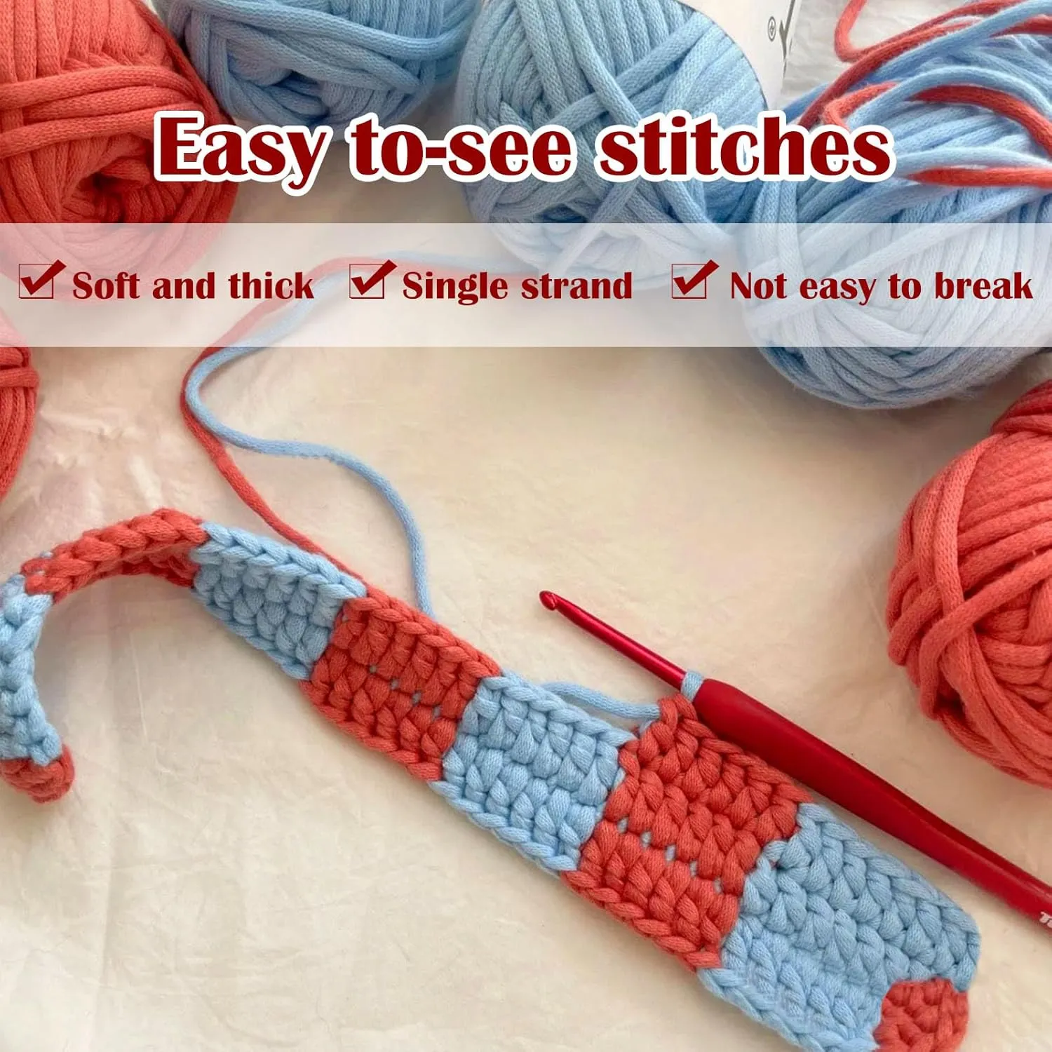 10×50g Beginners Yarn Kit for Crocheting and Knitting,Cotton Nylon Blend Yarn for Hand DIY Bag Basket Dolls and Cushion A