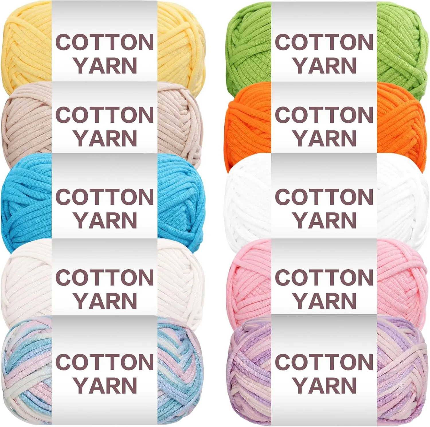 10×50g Beginners Yarn Kit for Crocheting and Knitting,Cotton Nylon Blend Yarn for Hand DIY Bag Basket Dolls and Cushion A