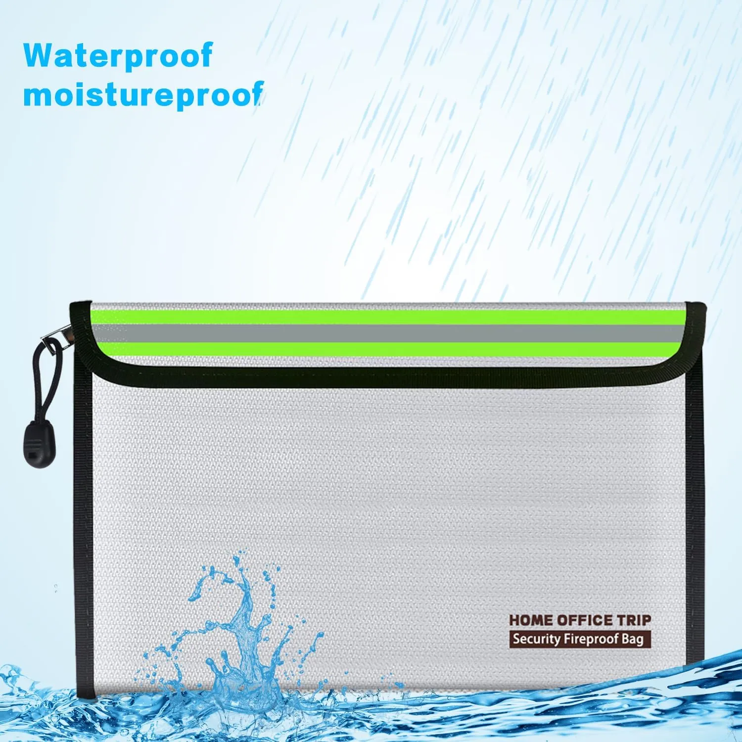 11"x6.7" Fireproof Document Bag Home Office Travel Fireproof Safe Storage Pouch for Document Cash Money Valuables Jewelry Passport Currency Mobile Power Bank Lipo Battery
