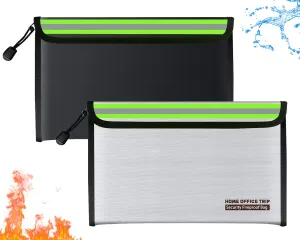 11"x6.7" Fireproof Document Bag Home Office Travel Fireproof Safe Storage Pouch for Document Cash Money Valuables Jewelry Passport Currency Mobile Power Bank Lipo Battery