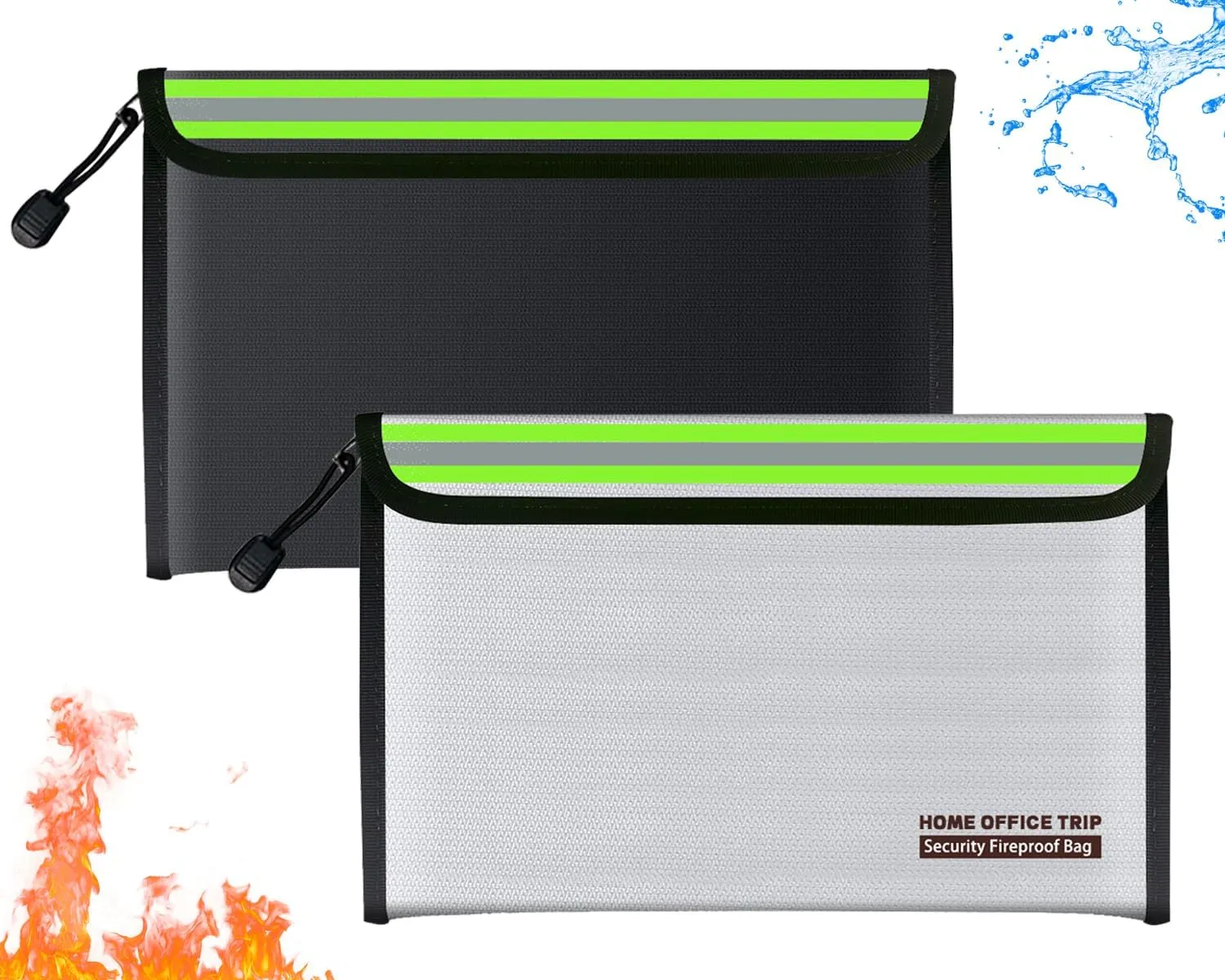 11"x6.7" Fireproof Document Bag Home Office Travel Fireproof Safe Storage Pouch for Document Cash Money Valuables Jewelry Passport Currency Mobile Power Bank Lipo Battery