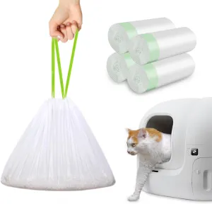 120 Pack Cat Litter Box Liners with Drawstring, Heavy Duty Cat Litter Box Liners Waste Bags Replacement