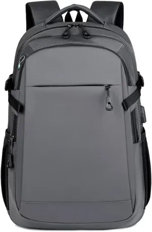 15.6" Laptop Backpack‌,Earphone Jack & USB Port Design,Business Carry-on Bag,35L Capacity Suitcase,Travel Weekender Luggage Daypack,Lightweight Durable Multi-pocket Waterproof Backpack (Gray)