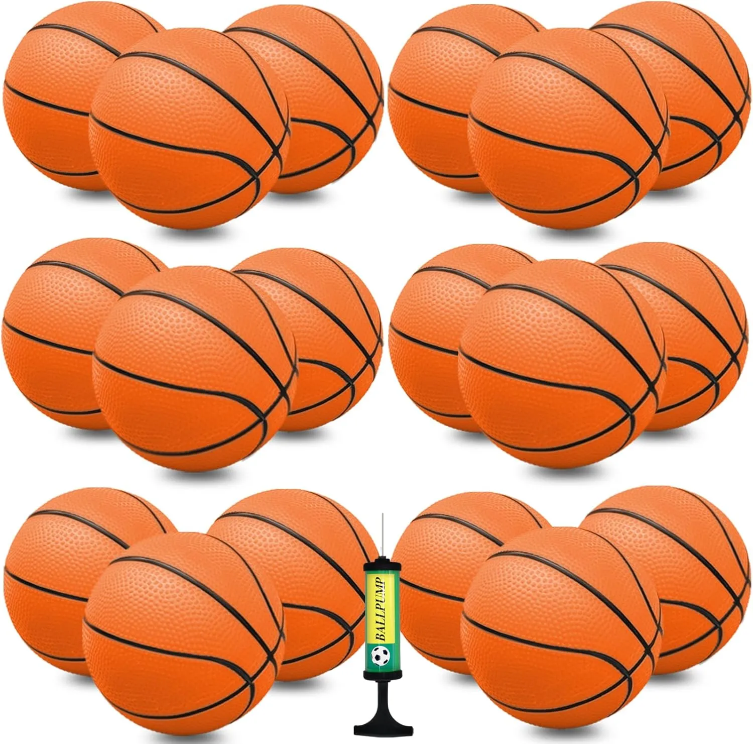 15Pcs 6" Mini Basketball Balls Bulk Small Basketball Set with Pump, PVC Small Basketball for Over The Door Basketball Hoop Games Party Favors Indoor Outdoor Play Adults Kids Pool Beach Basketball