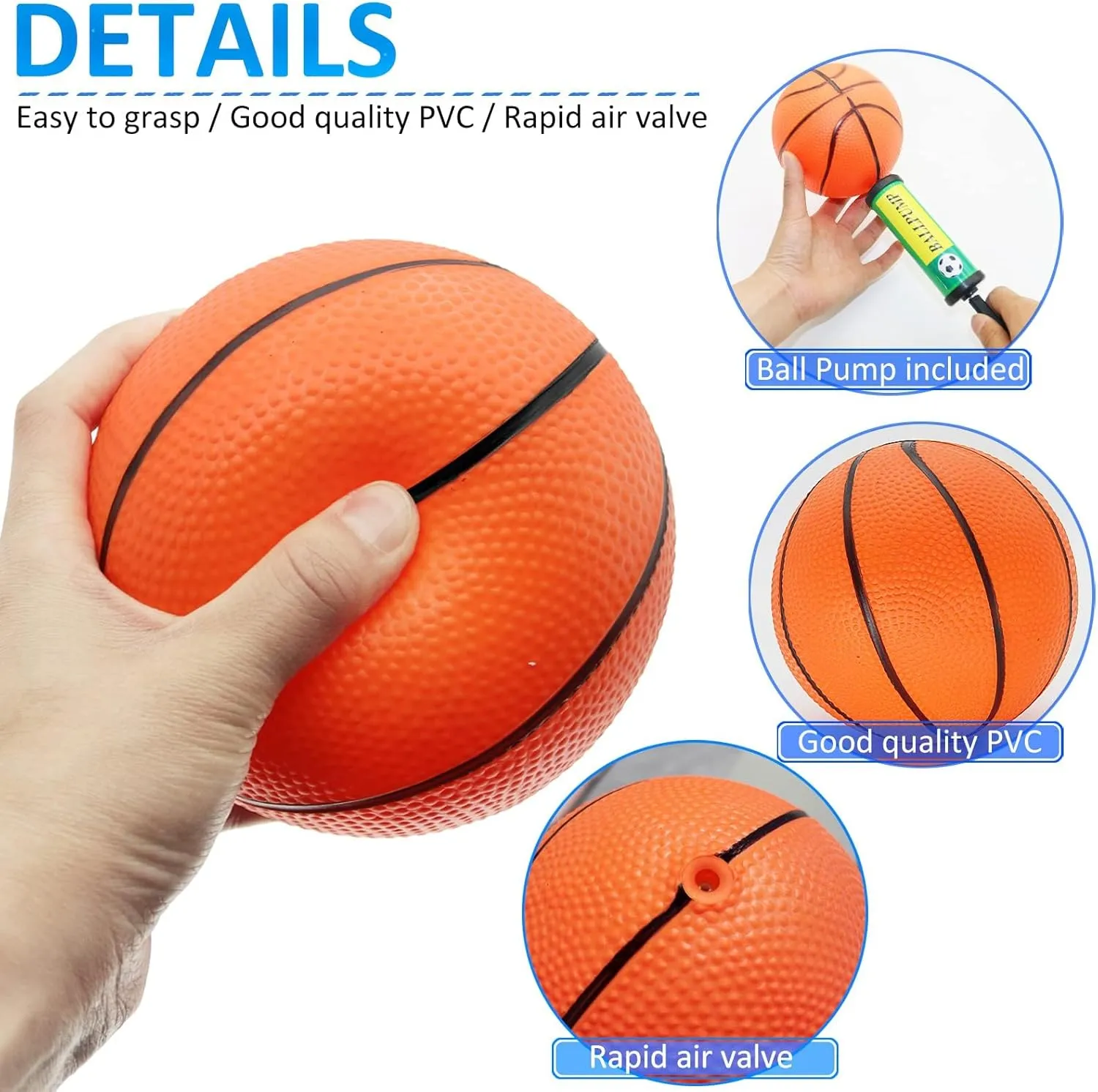 15Pcs 6" Mini Basketball Balls Bulk Small Basketball Set with Pump, PVC Small Basketball for Over The Door Basketball Hoop Games Party Favors Indoor Outdoor Play Adults Kids Pool Beach Basketball