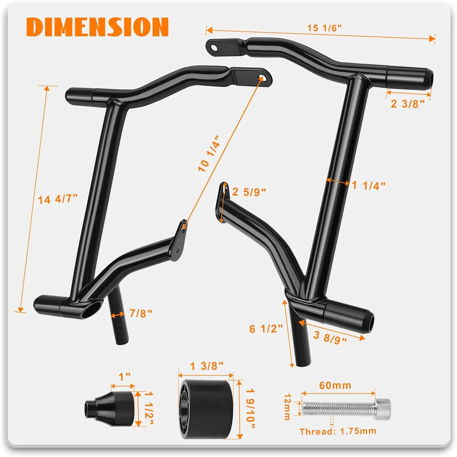 1997-2008 Saddlebag Guards Tip-Over Crash Bars Rails Rear Saddle Bag Support Bracket Protection Kit Fit for Harley Touring Street Glide Road Glide Road King Electra Glide Ultra Limited