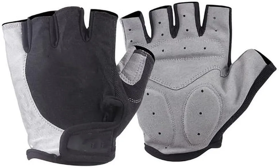 1Pair Multipurpose Gel Half Finger Cycling Gloves Anti Slip Anti Sweat Bicycle Anti Shock MTB Road Bike Sports Gloves,Gray,XL