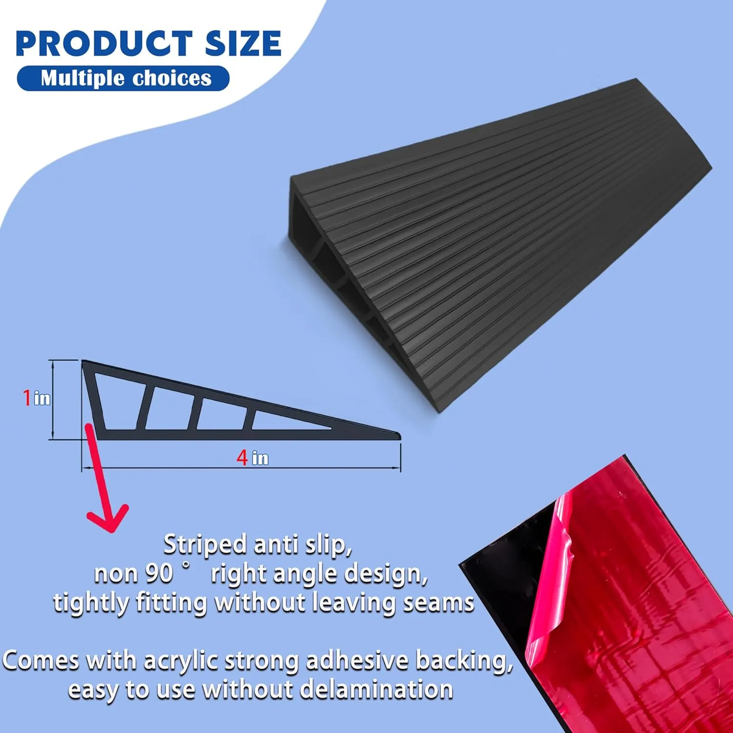 1" Rise Threshold Ramps for Doorways 40 in Floor Transition Strip Wheelchairs Ramps, Edge Door Threshold Reducer Transition Strips for Home Steps (Black, 2 PC)