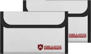 2-Pack Fireproof Document Bag and Fire Proof Money Bag for Cash 8.07x4.84’’,High Temperature Resistance up to 2000°F,Non-Itchy Silicone Coating,Fire and Water Protection for Cash,Passports,Documents
