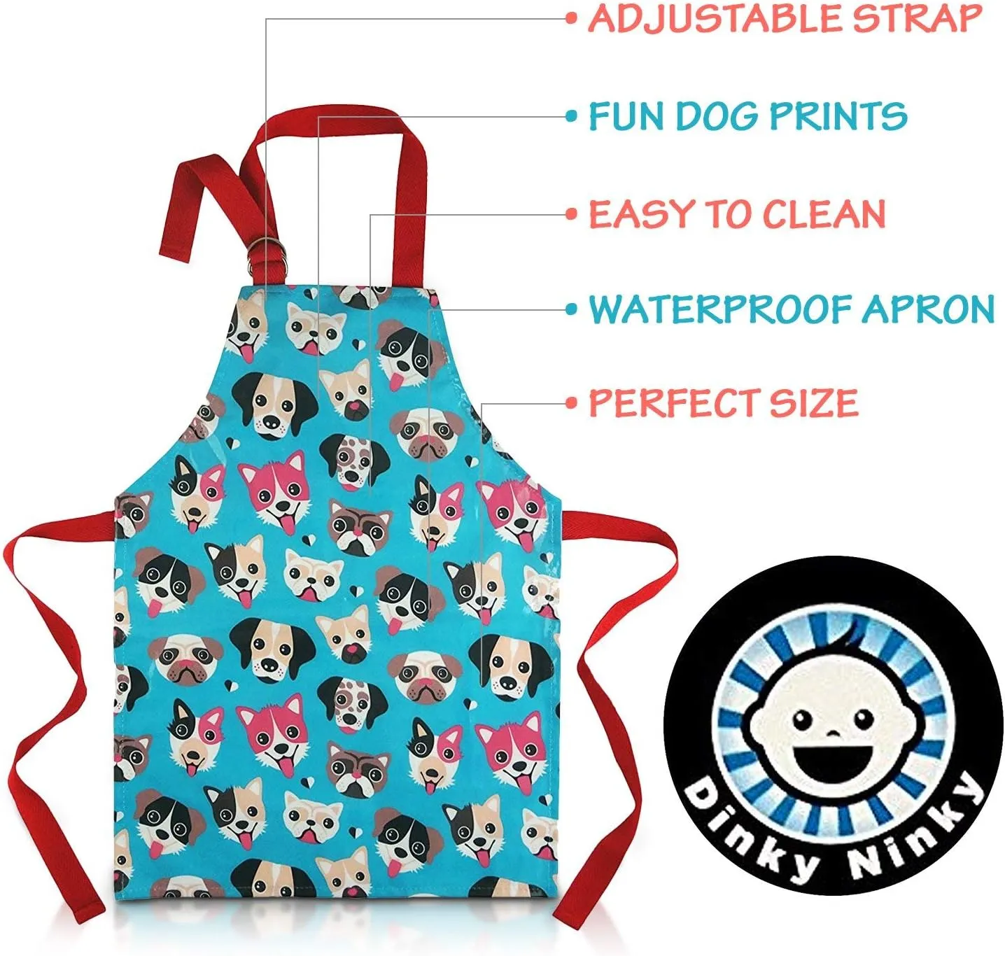 2-Pack Kids' Aprons - Waterproof PVC with Adorable Dog Print, Adjustable Straps for Ages 2-4, Perfect for Young Chefs & Artists