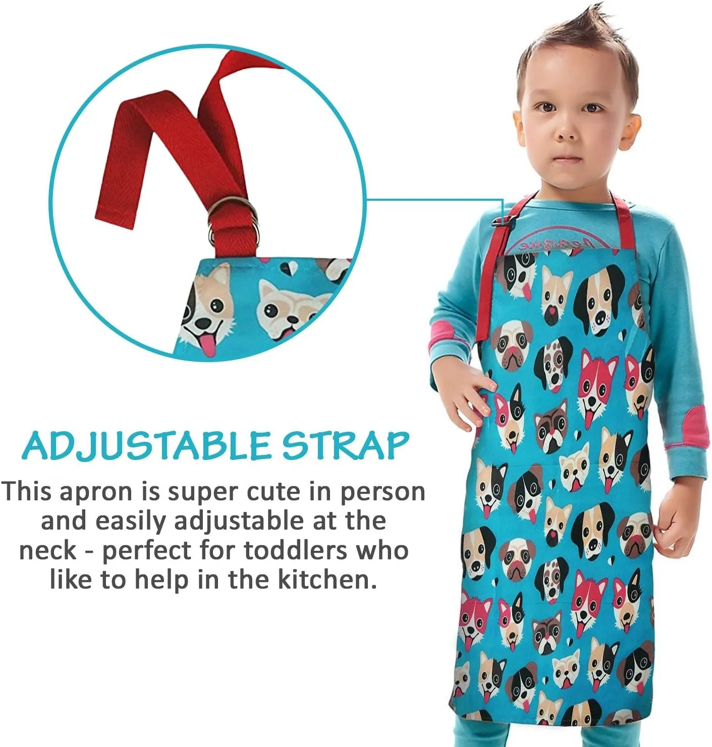 2-Pack Kids' Aprons - Waterproof PVC with Adorable Dog Print, Adjustable Straps for Ages 2-4, Perfect for Young Chefs & Artists