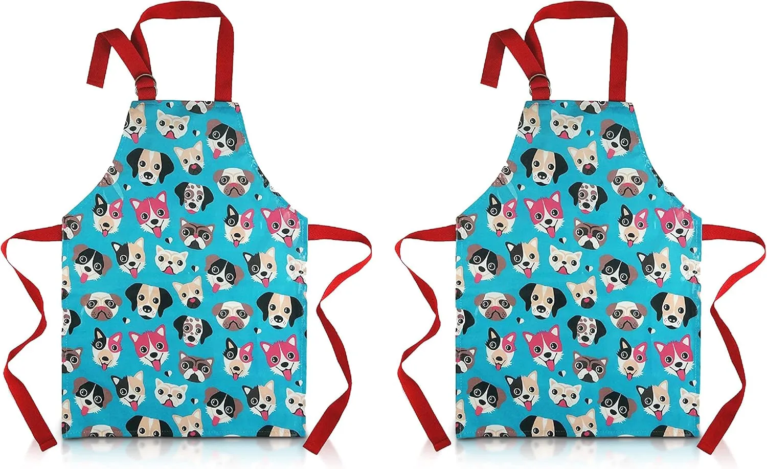 2-Pack Kids' Aprons - Waterproof PVC with Adorable Dog Print, Adjustable Straps for Ages 2-4, Perfect for Young Chefs & Artists