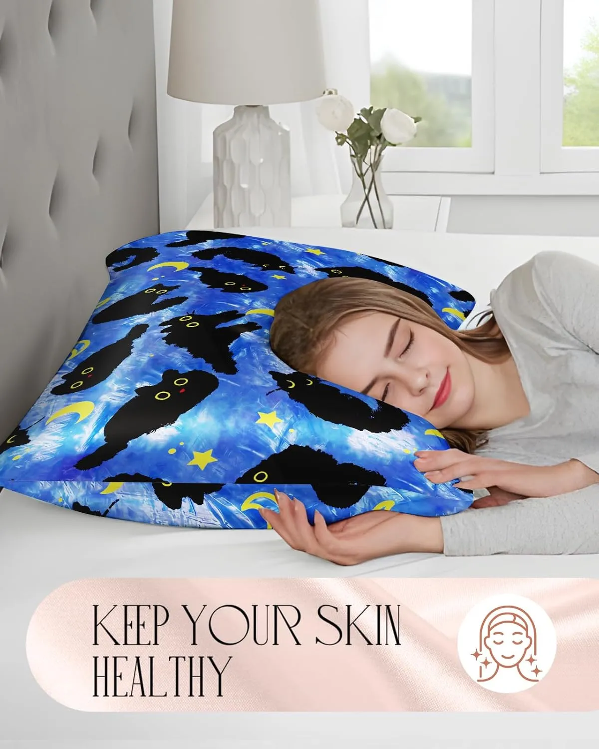 2 Pack Mulberry Silk Pillow Case for Hair and Skin 19 Momme Standard 26"x20" Blue Moon Silk Pillowcase Soft Smooth Satin Pillowcase Sleeping for Women